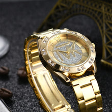 Luxury MK Women Watch Golden Stainless Steel Bracelet Diamond Water Resistant Roman Digital Ladies